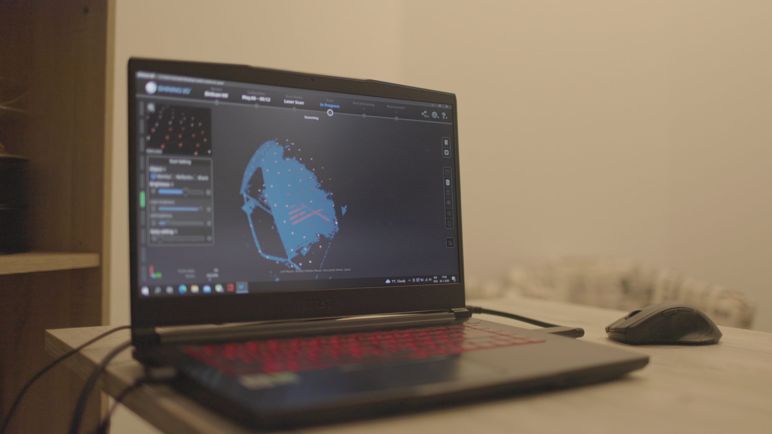 3d scan on the screen of laptop